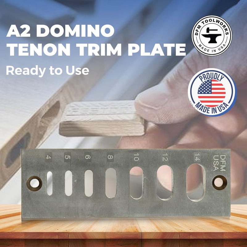DFM Tool Works A2 Domino Tenon Trim Plate - Compatible with Festool Domino Joiners - Trims 4mm to 14mm Sizes - Fits Glue-ups or Dry Fits - Eliminates Sanding and Razor Blade Use - Made in USA - Image 2